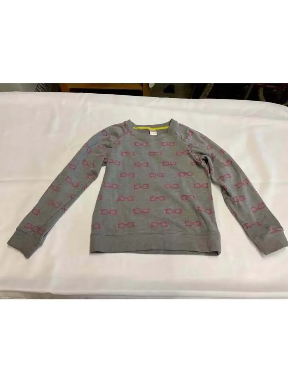 Gymboree Girls L 10-12 Gray Pink Eyeglasses Print Sweatshirt